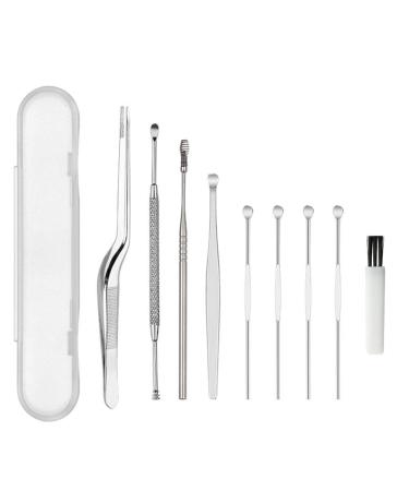 SunMine 9 in 1 Earwax Removal Tool Kit Ear Cleaning Set with Storage Box and Cleaning Brush