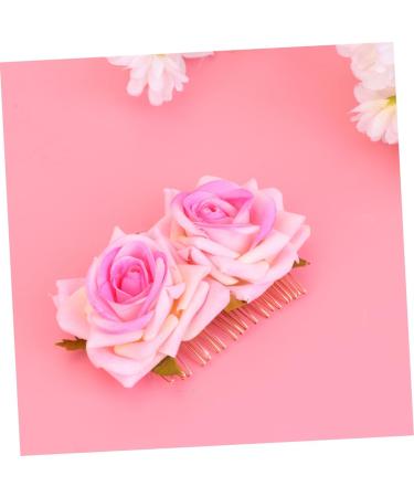 Housoutil 1pc Rose Hair Accessories Flower Girl Hair Accessories for Wedding Bridal Hair Accessories Macrame Garland Red Rose Flower Hair Comb Metal Trim Fork Comb Pink Bride Roses - Buy Online on GoSupps.com