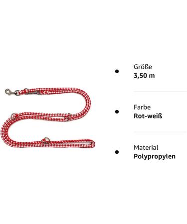 Dogeline Double Leash for Medium Dogs - 3.50m Stable Practice Line in 39 Colors - Ideal for Dogs Up to 45kg - Red-White Option Available - Buy Online on GoSupps.com
