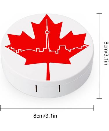 Maple Leaf Skyline Round Case For Contact Lens Kit Storage Box with Mirror Printed - Buy Online on GoSupps.com