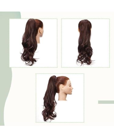 Matte Claw On Ponytail Extension 18 Inch Curly Wavy Hairpiece - Medium Brown - Buy Online on GoSupps.com
