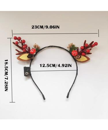 Bufenia LED Antlers Headband Christmas Glowing Hair Hoops Flower Berries Light up Hair Band Hair Accessories Party Costume for Women and Girls Style 1 - Buy Online on GoSupps.com
