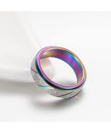 Matching Rings for Couples - Whoiy Stainless Steel Multi-Color Rainbow Engagement Rings (2 Pieces 6mm) - Buy Online on GoSupps.com