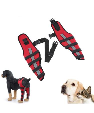 Dog Knee Brace Dog Double Rear Leg Brace with Metal Hinged Flexible Support and Reflective Seat Belts Dog Acl Brace Hind Leg|Red (XS)