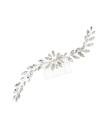 Didiseaon Wedding Hair Clip Hair Side Combs Women Comb Jewelry Leaf Hair Pin Wedding Hair Barrette Bridal Rhinestone Headpiece Bridal Hair Comb Tiara Hair Piece Bride Horse Eye