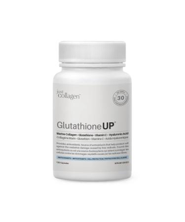 Just Collagen Glutathione UP 120 Capsules - Reduced Active Form - L-Glutathione with Hydrolyzed Marine Collagen Hyaluronic Acid and Vitamin C - Pure Glutathione Supplement for Antioxidant Support