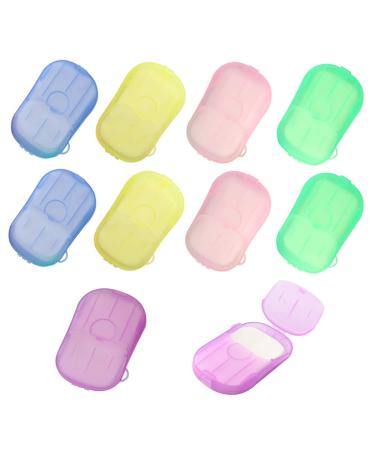 Disposable soap Piece Portable Travel soap Box Travel Hand Washing Piece Cleaning 20 Pieces soap Paper Mini Box(Five colors a total of 10 boxes a total of 200 pieces)