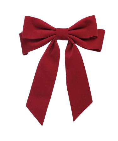 Hair Bows for Women Bow Hair Clips Velvet Hair Bow Clips Large Satin Ribbon Bow Hairpins Bow Hair Barrette for Party Hair Accessories Red 1 count (Pack of 1) red