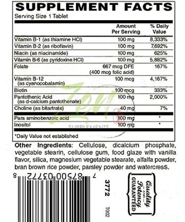 Advanced B Complex Vitamin Supplement - Full-Spectrum B Vitamin Supplement with Folic Acid Biotin Inositol - Support Immune and Cardio Health Energy Metabolism - 100 Tablets - Buy Online on GoSupps.com