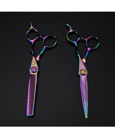 Hair Cutting Scissors 6 Inch Professional Rainbow Damascus Hair Cutting Scissors Gem Screw Haircut Thinning Barber Steel Cut Shears Hairdresser Scissors Set - Buy Online on GoSupps.com