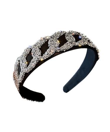 Lurrose Rhinestone Headbands Rhinestone Padded Headband Shiny Crystal Headband Wide Padded Headband Glitter Sequin headband Bridal Headwear for Women Girls