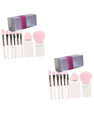 FRCOLOR 2 Sets Makeup Brush Set Eyeshadow Makeup Brush Cosmetics Brush Applicator Portable Brush Lady Tools Makeup Foundation Brush Make up Brush Mini Travel Plastic White Eye Shadow Brush