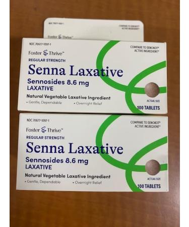2 Pack Foster & Thrive Regular Strength Senna Laxative 100 Tablets 8.6 mg Sennosides