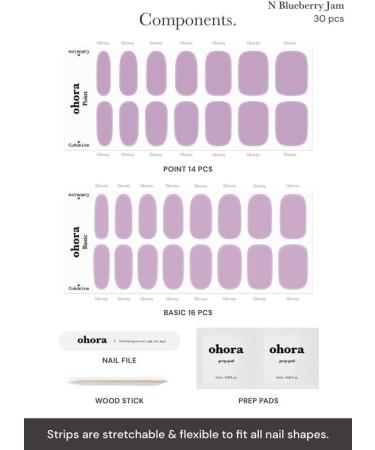 ohora Semi Cured Gel Nail Strips (N Blueberry Jam) - Salon-Quality, Long Lasting & Easy to Apply - Purple - Buy Online on GoSupps.com