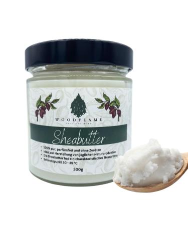 Woodflame Shea Butter | 300g | cold pressed | pure and natural | fragrance-free & vegan | Perfect for natural cosmetics (300)
