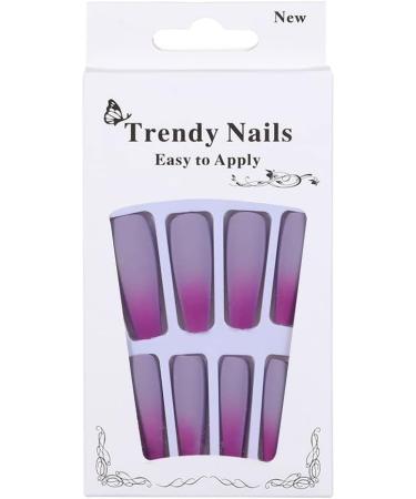 Beauty Artificial Full Cover Ballerina T-shaped Colorful Fake Nail Gradient False Nails Purple Matte - Buy Online on GoSupps.com
