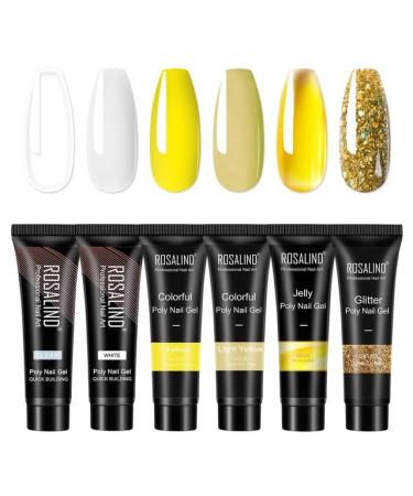 Rosalind 6pcs/Lot Poly Nail Gel Kit Extension Builder Acrylic Art UV Gel Polish Manicure Set Hybrid Varnishes Semi Permanent - (Color: RE-6GELSTOOL-17)
