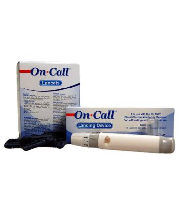On Call 100 Sterile Lancets and Auto Lancing Device White