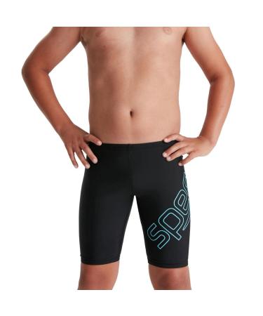 Speedo Boys Boom Logo Placement Swim Shorts 11-12 Years Black/Light Adriatic