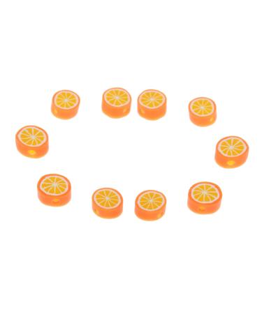 Lurrose 200th cut tone fruits loose pearl orange disk clay pearls plastic beads for the craft nail decorations fruit-nailart discs 3D jewelry polymer tone As shown 1x0.5cm