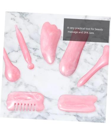 Fomiyes 7-Piece Gua Sha Massage Tool Set - Eye Massage Stone & Facial Scraper - Pink Jade Gua Sha Board for Face Contouring & Wellness (10x5.5cm) - Buy Online on GoSupps.com