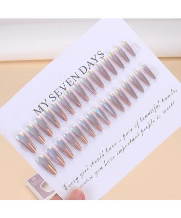 24Pcs/Set Press On Nails Advanced electroplating and dazzling bright colors long False Nails Acrylic Fake Nails Full Cover Nails Tips Artificial Finger Manicure Press on nails for Women and Girls - Buy Online on GoSupps.com