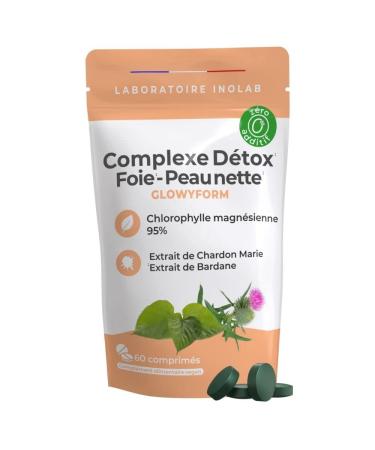INOLAB Detox Complex for Clean Skin | Chlorophyll Milk Thistle Organic Burdock Organic Prebiotic Fibers | Liver Detox, Digestion, Luminous Skin, Acne | No Additives