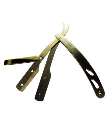 Sicastar Stainless Steel Folding Straight Razor | Gold | Replaceable Single Edge Blades for All Double Edge Razors | International Shipping Available - Buy Online on GoSupps.com