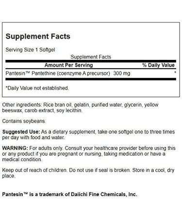 Swanson Pantesin Pantethine 300mg 60 Sgels - Support Cardiovascular Health - Buy Online on GoSupps.com