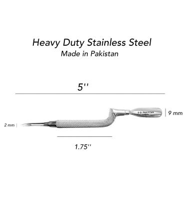 Comfort Hold Ergonomic Curved Cuticle Pusher Tool | Heavy Duty Double Ended Cleaner | Premium Pakistan Stainless Steel - Buy Online on GoSupps.com