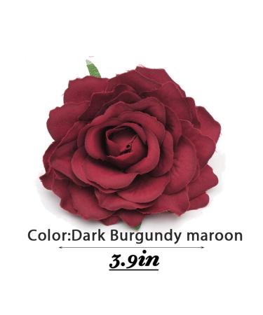 HOLY KT Dark Red Velvet Rose Flower Wreath Clip & Pin - Handmade Bride Women Hair Accessory for Flamenco Dancer - Deep Red (3.9in) - Buy Online on GoSupps.com
