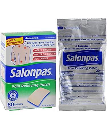 Salonpas Pain Relieving Patches 60 Count Pack - Fast Relief, Long Lasting - Pack of 3 - Buy Online on GoSupps.com