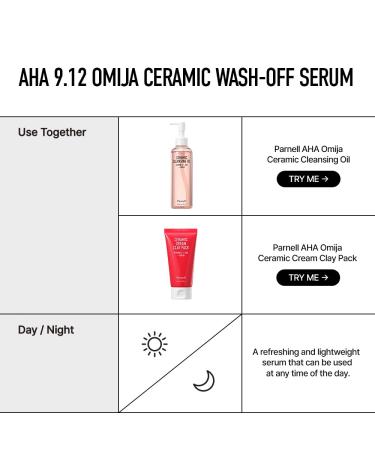 Parnell AHA 9.12% Omija Ceramic Wash-Off Serum | 1-Minute Face Exfoliation for Sebum Control & Smooth Texture | PHA BHA LHA Vitamin C K-Care (1.01 fl oz) - Buy Online on GoSupps.com