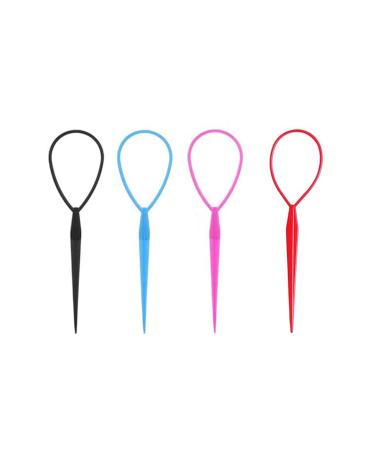 4 Pairs Hair Tail Tools Hair Braid Accessories Ponytail Maker for Women Girls French Braid Tool Loop for Hair Styling (4 Colors Set)