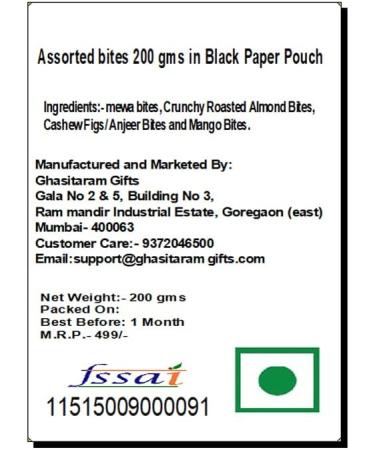 Jaiccha Ghasitaram Bhaidooj Gifts - Assorted Bites 200 GMS in Black Paper Pouch - Buy Online on GoSupps.com