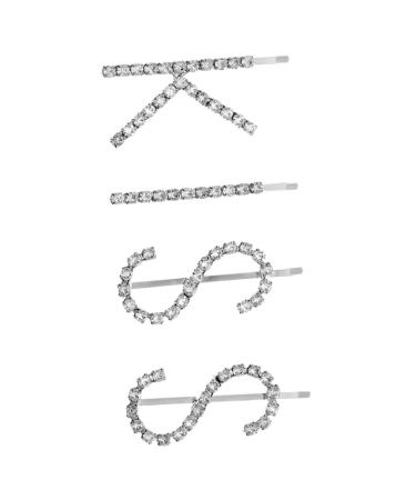 HONMEET 1 Set Kiss Hairpin Letters Bobby Hair Jewelry Metal Hair Claw Hair Clips for Women Hair Accessories Hair Pin Rhinestone Hair Crystal Bobby Rhinestones Hair Piece Child Girl