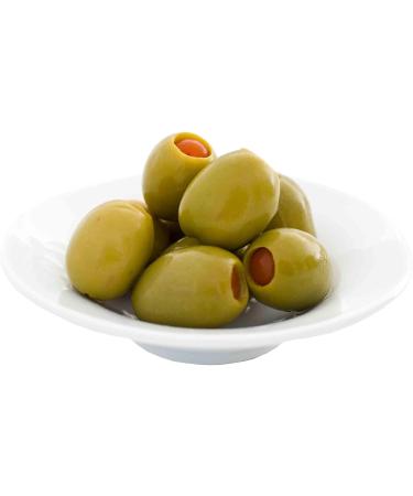 El Faro 3x 350g (150g drained) Spanish Manzanilla Green Olives Filled With Roasted Red Pepper Snack - Buy Online on GoSupps.com
