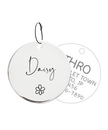 Cute Symbols Style Charming Personalized Dog Cat Tag in 316 Surgical Stainless Steel Double-Sided Deep Engraving with Safe Edge Polishing - Celebrate The Cuteness of Your Feline Friend Round