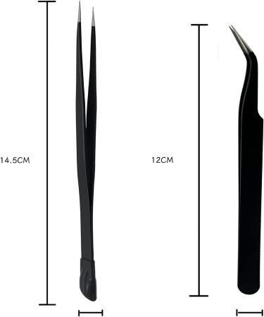 2 PCS Nail Art Tweezers Set - Straight and Curved Tip Rhinestone Stickers Picker Tweezers for Craft & Makeup - Black - Buy Online on GoSupps.com