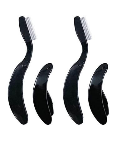 4PCS Folding Metal Eyelash & Eyebrow Comb Set - Professional Tool for Defined Lashes & Brows (Black) - Buy Online on GoSupps.com