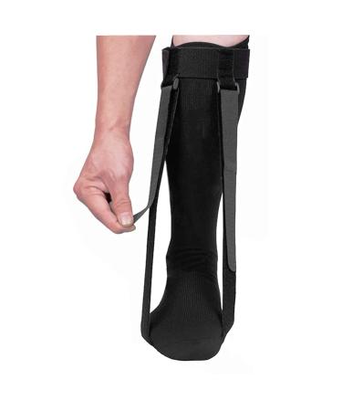Plantar Fasciitis Night Splint Sock Adjustable Dual Strap Design Dorsiflexion Night Splint Compression Socks Sleeping Stretch Sock for Fascia Tendon and Calf Stretching or Arch Pain(L)