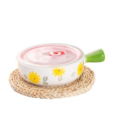 Dishes Ceramic Handle Bowl Fruit Salad Breakfast Bowl Instant Noodle Dishes Creative Cute Baking Household Kitchen Tableware (Color : J) (G)