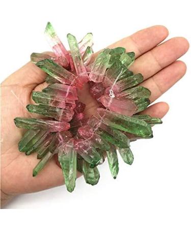 Natural Crystal Rough 1 Stripe Green and Titanium Aura Lemurian Quartz Crystal Point Stone Decorative Stones and Crystals - Buy Online on GoSupps.com