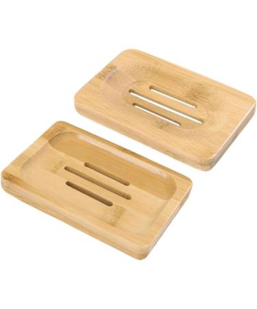 Ciieeo 4 Pcs Wooden Soap Dish Wooden Soap Rack Soap Sink Drying Holder Soap Placing Rack Soap Stand Rectangular Wood Soap Dish Wooden Soap Case Natural Wood Soap Drainer Bamboo Soap Tray - Buy Online on GoSupps.com