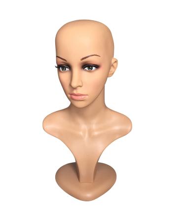 Female training head for hairdressing also suitable as a model head for wigs glasses hat