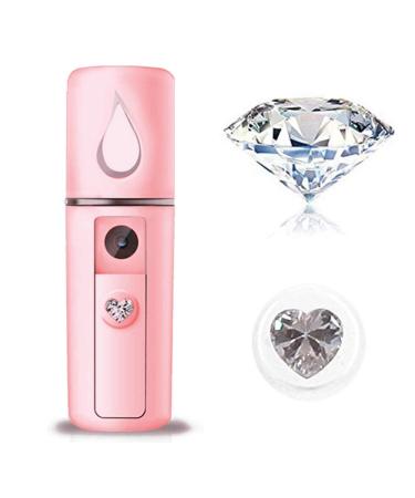 Nano Facial Steamer Mist Spray Eyelash Extensions Cleaning Pores Water SPA Moisturizing Hydrating Face Sprayer USB Rechargeable Mini Beauty Device (Pink)