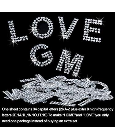 136-Piece Rhinestone Letters Iron Stick-On Sticker Set - Silver Bling Alphabet Gemstone Border Sticker for Clothing Decor - Self-Adhesive, Art Craft Supply - Buy Online on GoSupps.com