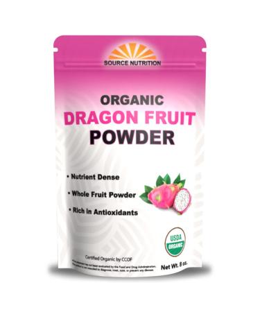 Organic Dragon Fruit Powder, Freeze-Dried Pink Pitaya - Exotic Superfood, Rich in Vitamins and Minerals, Perfect for Coloring in Drinks, Snacks & Baking (8 oz)
