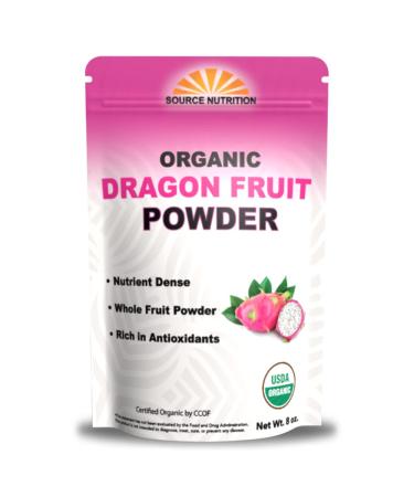 Organic Dragon Fruit Powder, Freeze-Dried Pink Pitaya - Exotic Superfood, Rich in Vitamins and Minerals, Perfect for Coloring in Drinks, Snacks & Baking (8 oz)