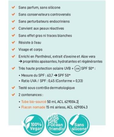 SORIFA - Pack of 6 - Derm cran - Sunscreen SPF50+ - Face and body - Vegan & Ocean Friendly formula - Water resistant - For the whole family from 3 years old - Made in France - Pocket size 15 ml - Buy Online on GoSupps.com